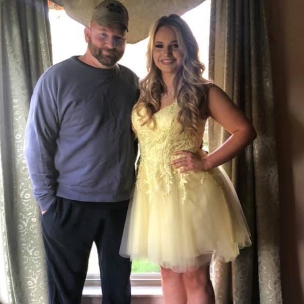 light yellow hoco dress